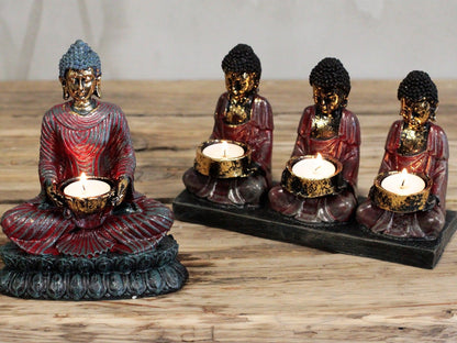 Bougeoir Bouddha Antique - 3 Dévots Décoration Zen – photo 4