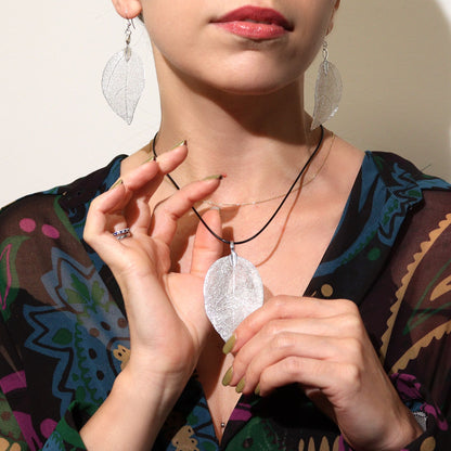 Boucles d'Oreilles Feuille Vraie - Argentées Artisan – photo 4