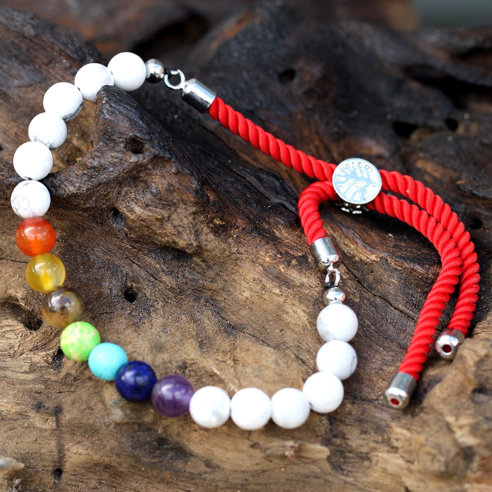 Bracelet Howlite Blanche Cordon Rouge - Équilibre & Sérénité – photo 4