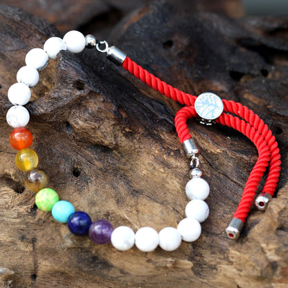 Bracelet Howlite Blanche Cordon Rouge - Équilibre & Sérénité – photo 4