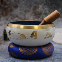 Lrg Yoga Moves Singing Bowl Set- White/Blue 14cm