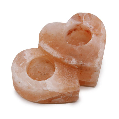 Porte-bougie double cœur en Sel de l'Himalaya 1 kg