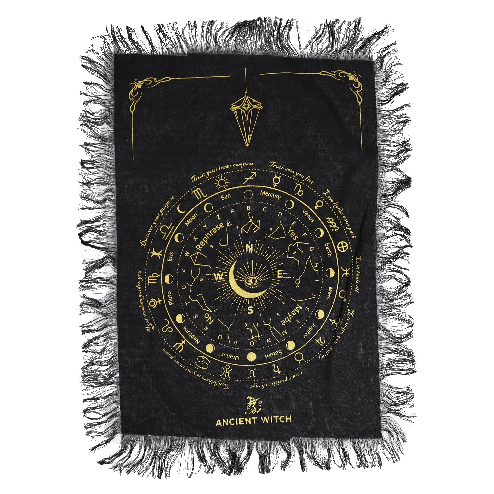 Pendule — Tapis Divination Œil Omniscient Noir & Or