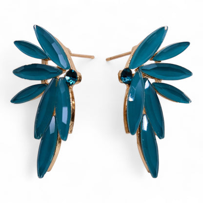 Boucles d'Oreilles Fée Vert Sarcelle - Verre Vintage