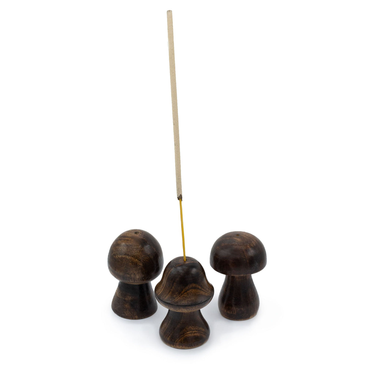 Porte-Encens Champignons en Bois — Set de 3 - photo 3