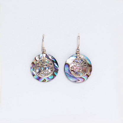 Boucles d'Oreilles Abalone & Argent 925 - Fleurs Bali