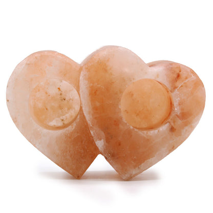 Porte-bougie double cœur en Sel de l'Himalaya 1 kg