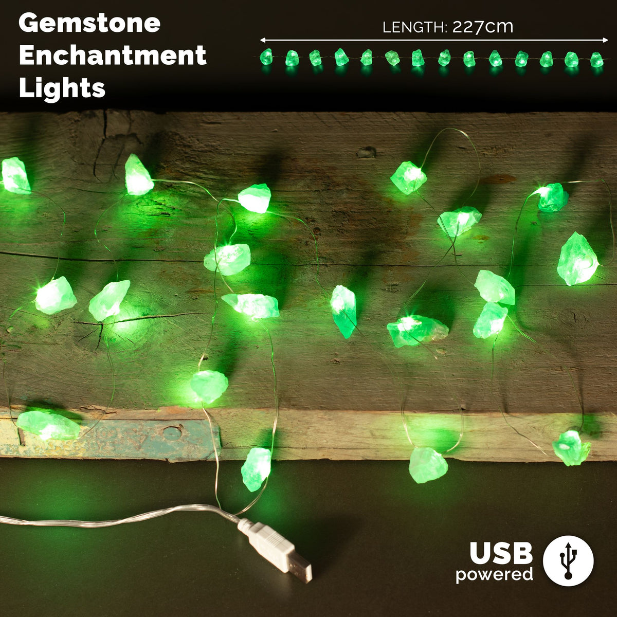 Guirlande Lumineuse en Fluorite Verte Brute — USB — 227 cm - photo 2