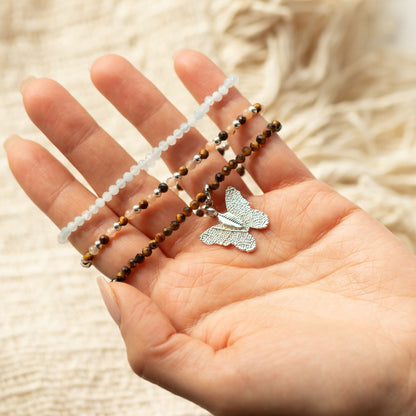 Bracelets Aigue-Marine, Pierre de Soleil & Œil de Tigre — Lot de 3 - photo 5