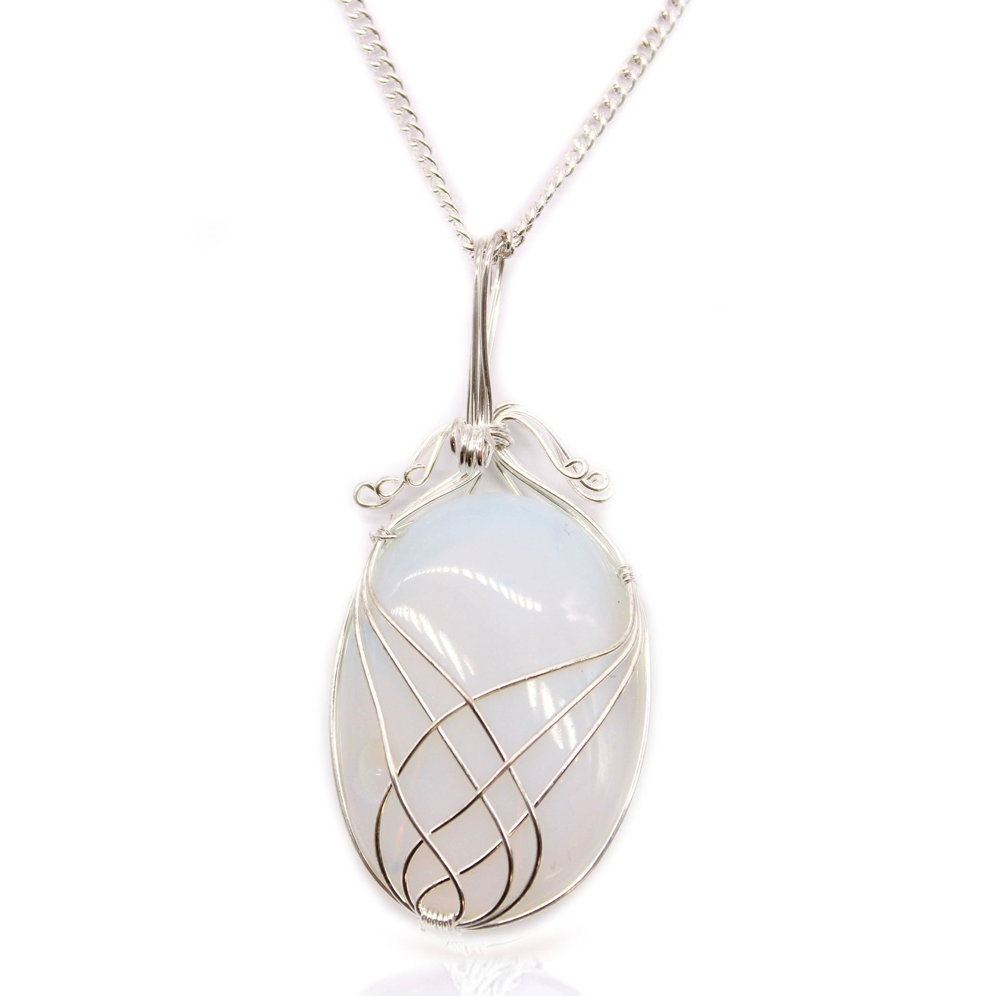 Swirl Wrapped Gemstone Necklace - Opalite - photo 2