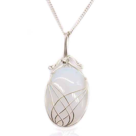 Swirl Wrapped Gemstone Necklace - Opalite - photo 2