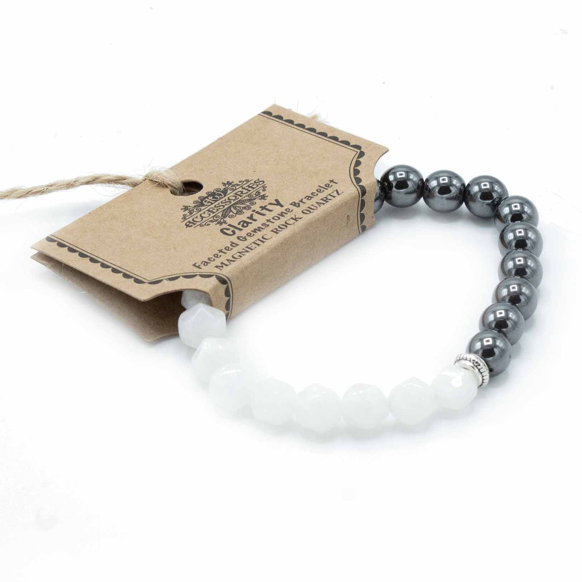Bracelet magnétique en pierres facettées - Cristal de Roche