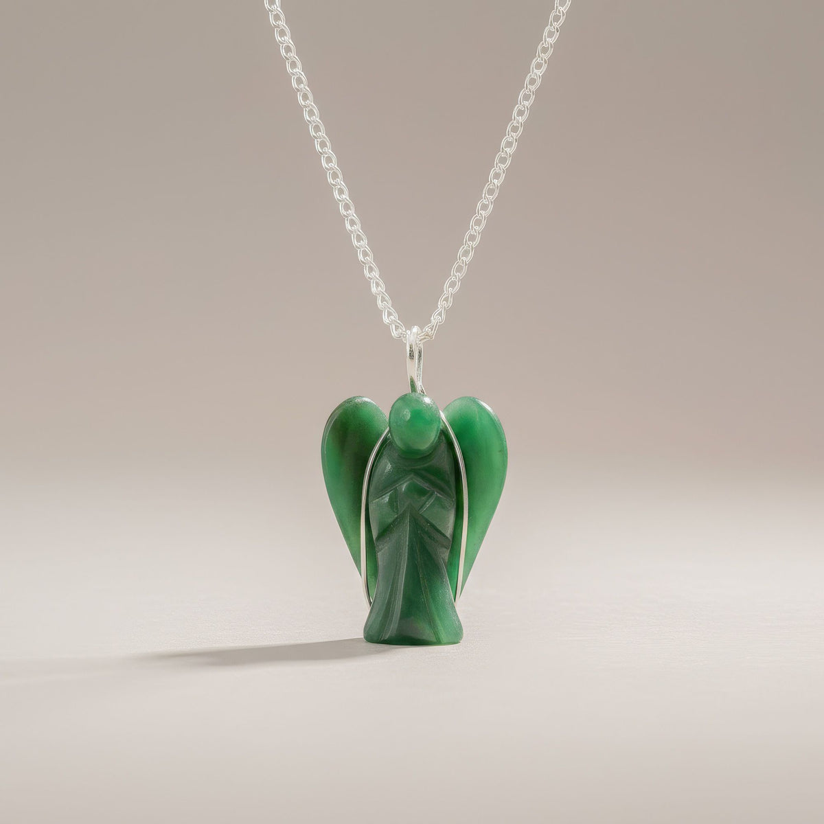 Pendentif Ange Gardien en Aventurine Verte — avec Chaîne - photo 2