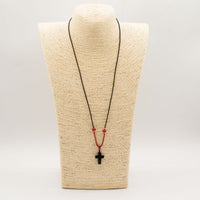 Pendentif sur cordon - Croix - Agate Noire