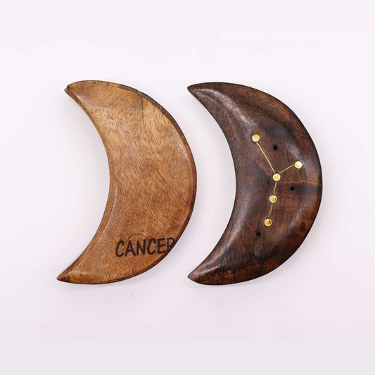 Engraved and Brass Zodiac Sign Incense Burners - Moon