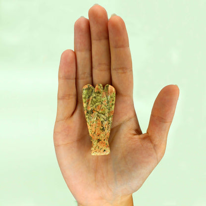 Hand Carved Gemstone Angel - Unakite - photo 3