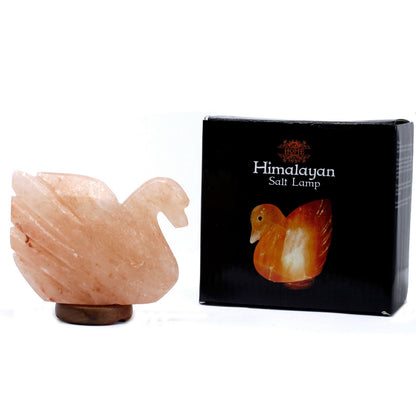 Lampe de sel de l'Himalaya sculptée Cygne