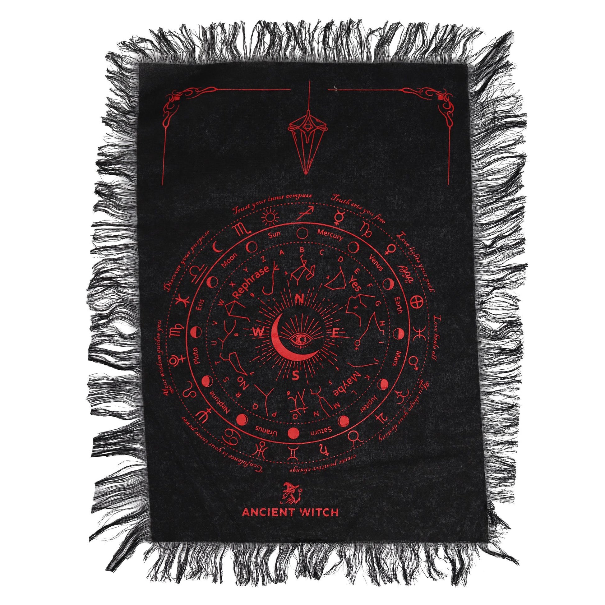 Tissu Divination Œil Omniscient — Noir & Rouge Sang