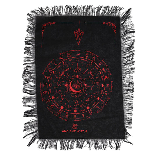 Tissu Divination Œil Omniscient — Noir & Rouge Sang