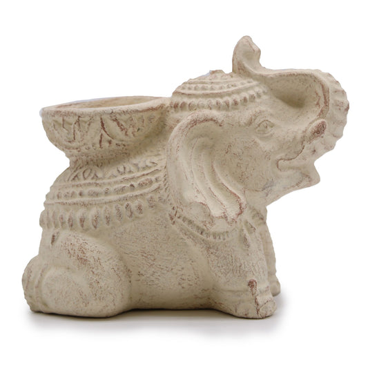 Porte-Encens Éléphant Céramique Crème – photo 3