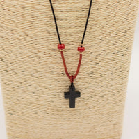 Pendentif sur cordon - Croix - Agate Noire - photo 2