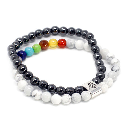 Magnetic Gemstone Bracelet - White Howlite Chackra