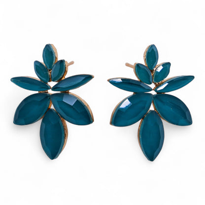 Boucles d'oreilles Fleurs Verre Teal - Vintage Nature – photo 2