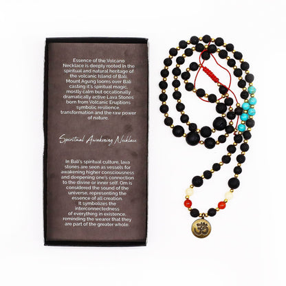 Collier Pierre de Lave & Pendentif Om - Éveil Spirituel