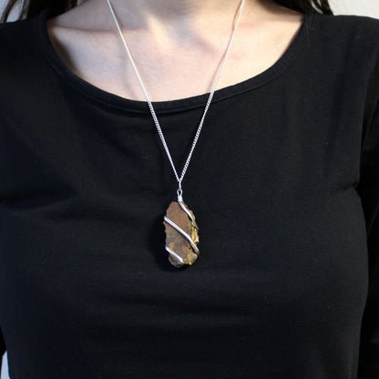 Collier cascade en pierres - Œil de Tigre Brut