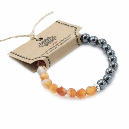 Bracelet magnétique en pierres facettées - Cornaline