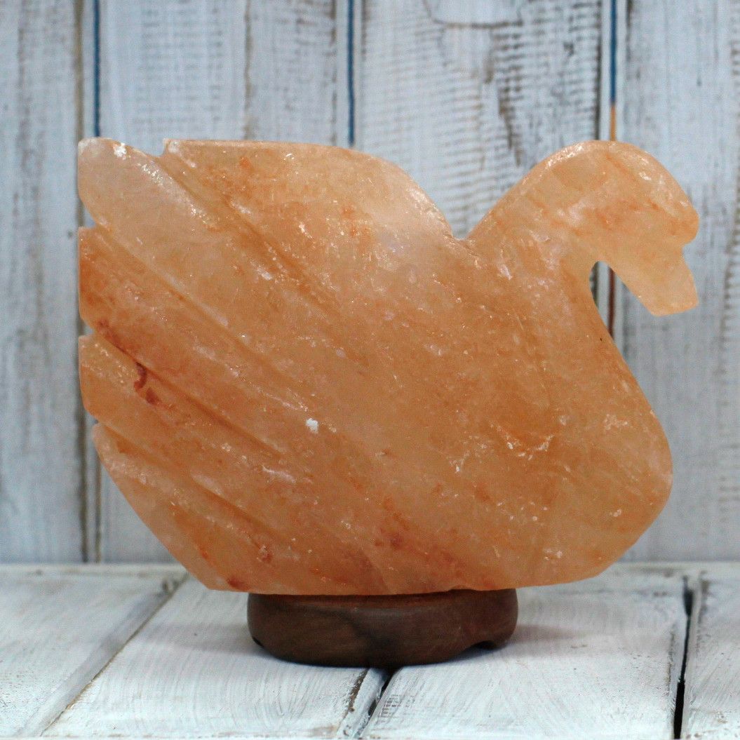 Lampe de sel de l'Himalaya sculptée Cygne