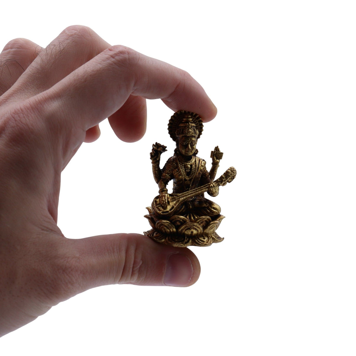 Statuette Saraswati en Laiton — Miniature — 5 cm - photo 4