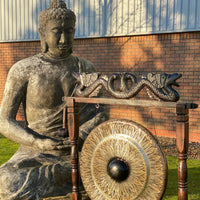 Gong Balinais Dragon 80cm — Support Sculpté Anthracite