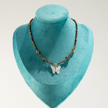 Collier Œil de Tigre — Pendentif Papillon en Feuille Naturelle - photo 7