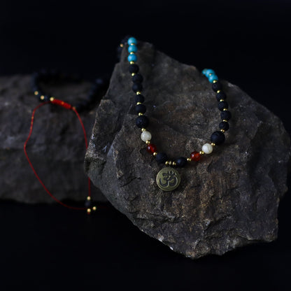 Collier Pierre de Lave & Pendentif Om - Éveil Spirituel – photo 2