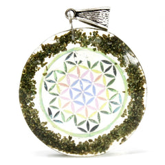 Orgonite Pendentif Mandala Pierre Verte - Protection EMF