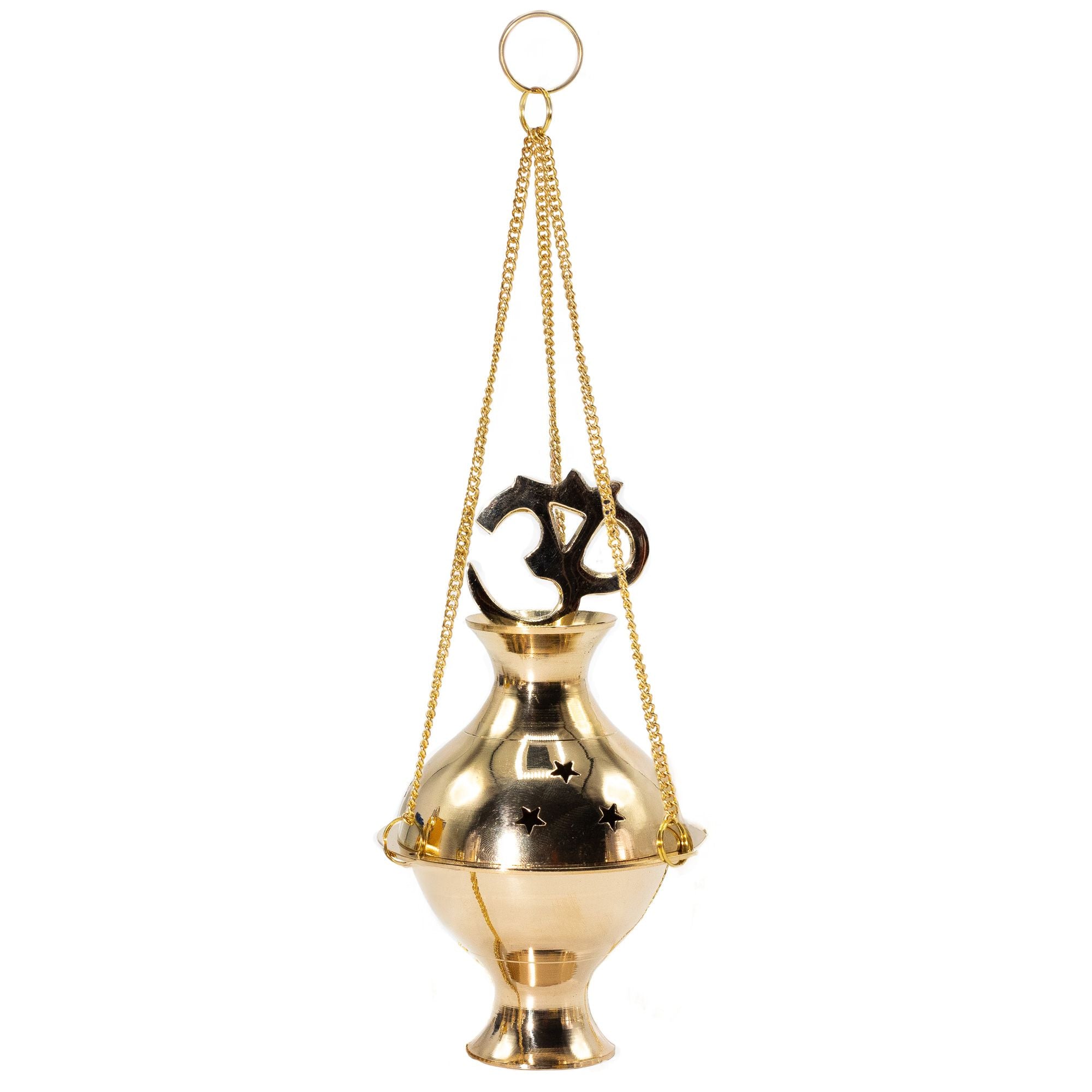 Brûleur d'encens Suspendu Laiton Symbole OM — 7,5x14cm