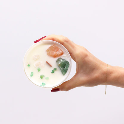 Bougie Chakra du Cœur — Quartz Rose & Jade — Rose Musquée - photo 3