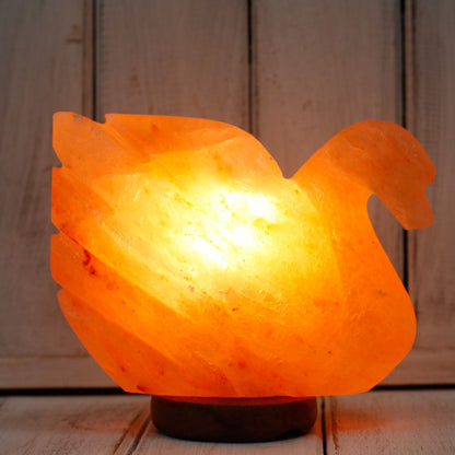 Lampe de sel de l'Himalaya sculptée Cygne
