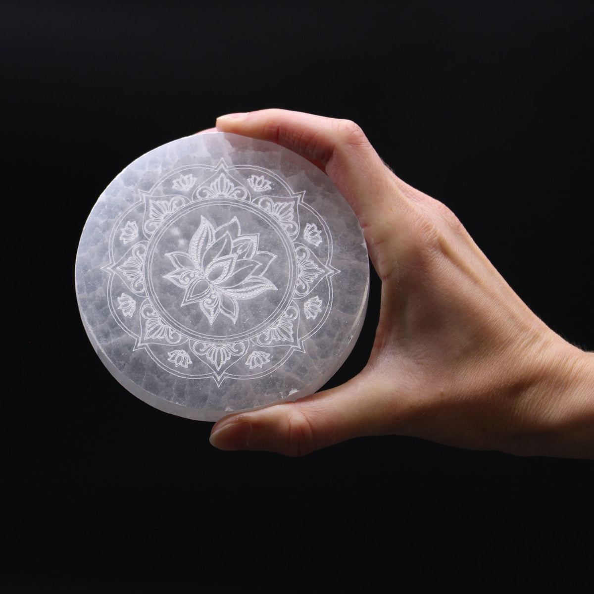 Assiette Sélénite Lotus Mandala 10cm - Purification – photo 2