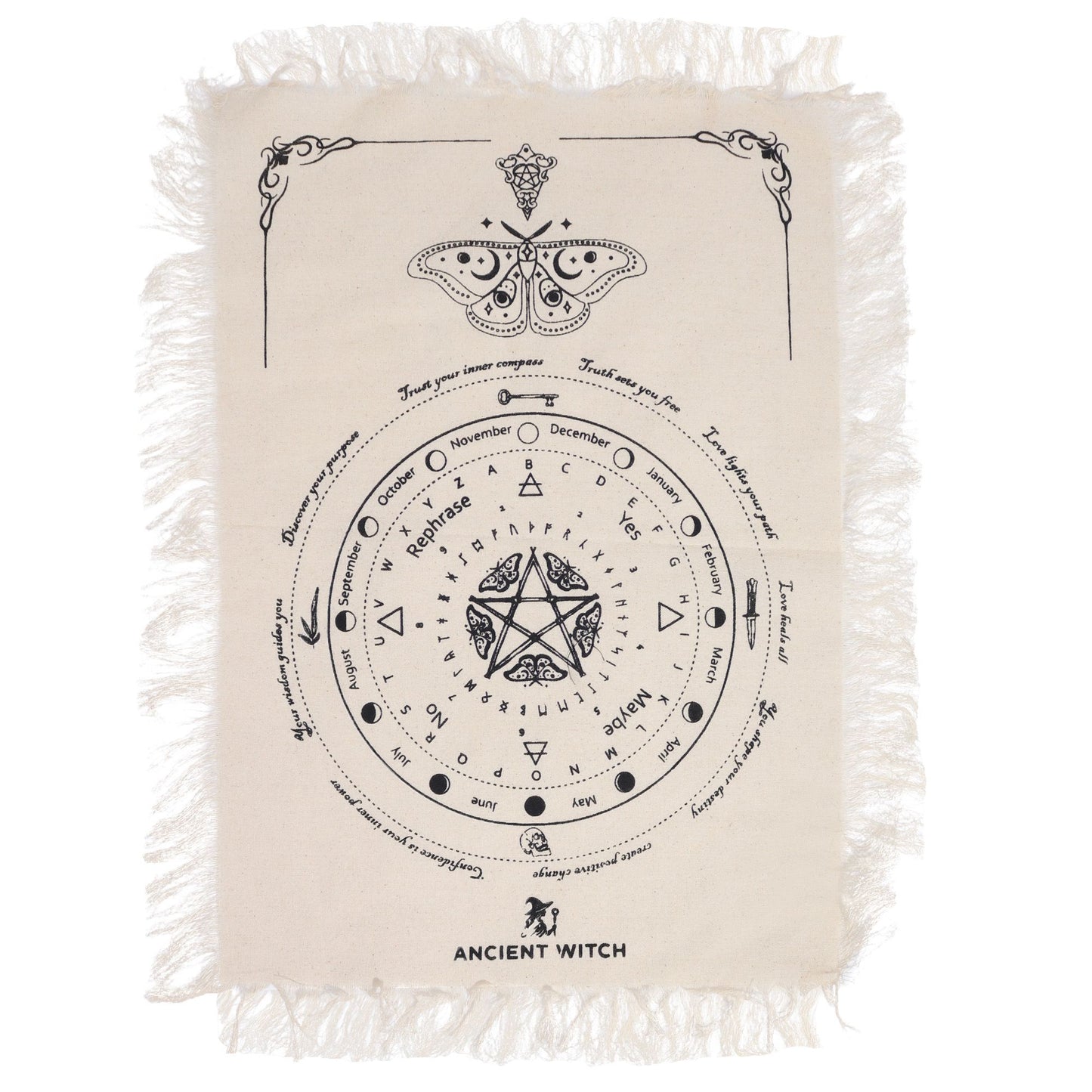 Tissu Pendule Divination Papillon de Nuit Noir