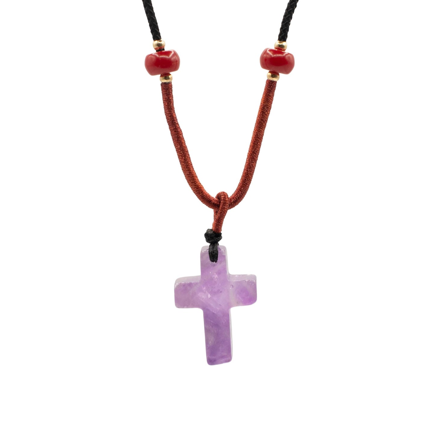 Pendentif sur cordon - Croix - Améthyste