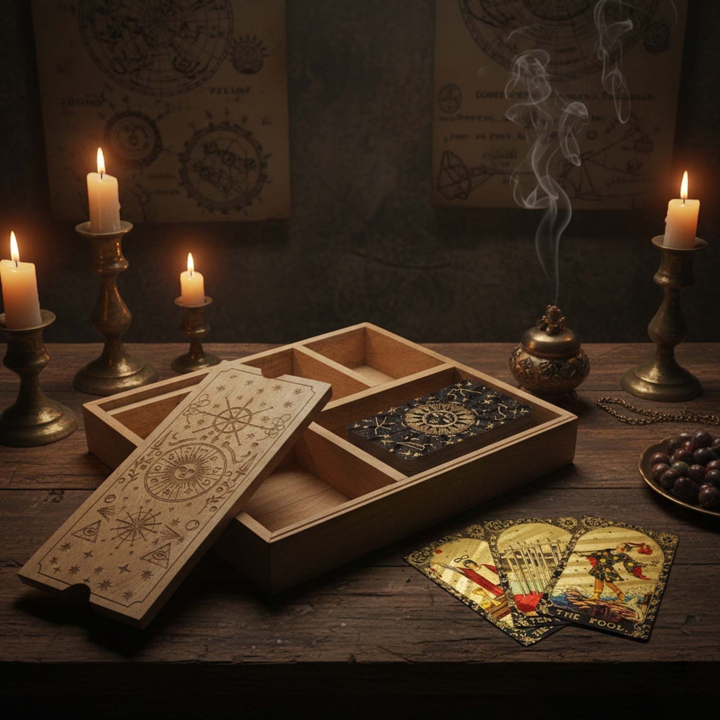 Boîte Tarot 4 Compartiments avec Porte-Carte Intégré – photo 6