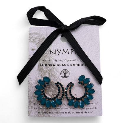 Boucles d'Oreilles Verre Teal Green - Loop Vintage – photo 3