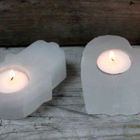 Selenite Heart Candle Holder