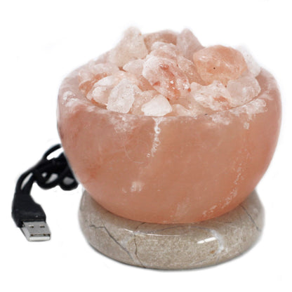 Lampe de sel de l'Himalaya - Coupe de feu USB multicolore