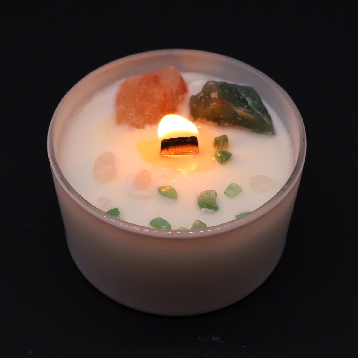 Bougie Chakra du Cœur — Quartz Rose & Jade — Rose Musquée - photo 2