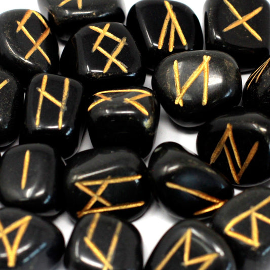 Runes Divinatoires en Agate Noire - Équilibre & Stabilité – photo 3