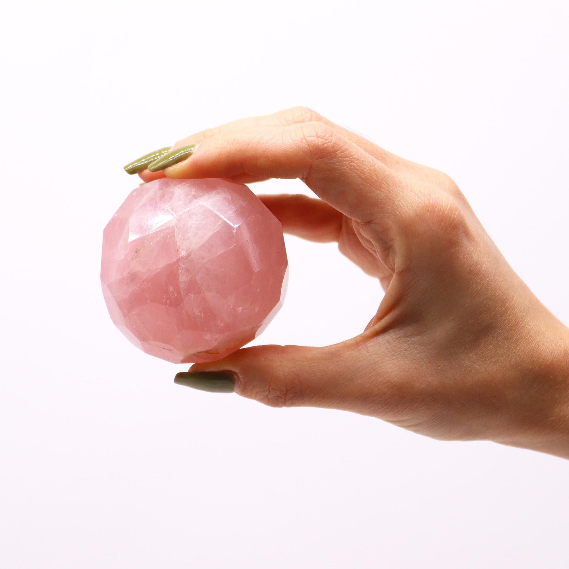 Boule de guérison facettée - Quartz Rose - photo 3