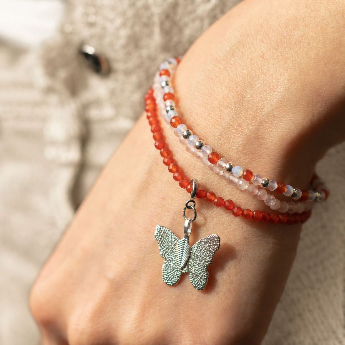 Bracelets Quartz Rose & Cornaline — Set de 3 — Amour et Flamme - photo 6
